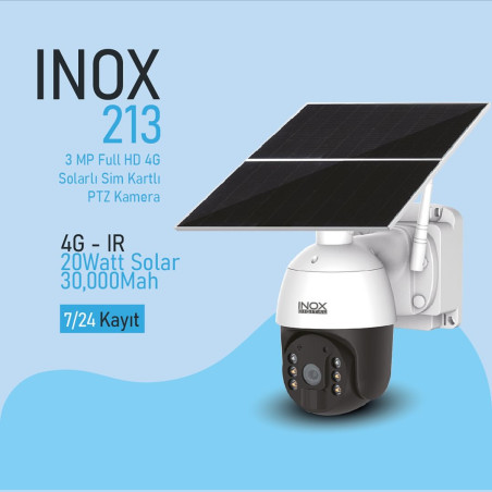 INOX-213 4G (7/24 SÜREKLİ KAYIT) SOLAR PANELLİ PTZ KAMERA