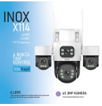 INOX-X114 4x3MP Dört Lensli WiFi PTZ Kamera | Geniş Görüş & Güneş Paneli Destekli