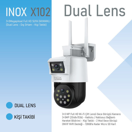 Inox-X102 3+3MP Dual Lens WiFi Kamera Hieasy | Çift Lens Akıllı Güvenlik