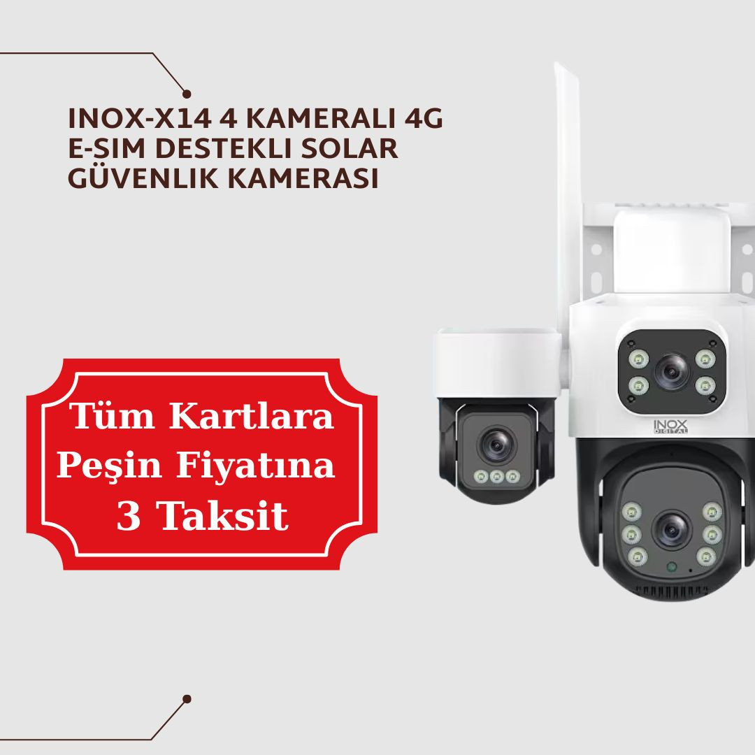 Inox-X14 4 Lensli E-Sim Destekli Solar Güvenlik Kamerası
