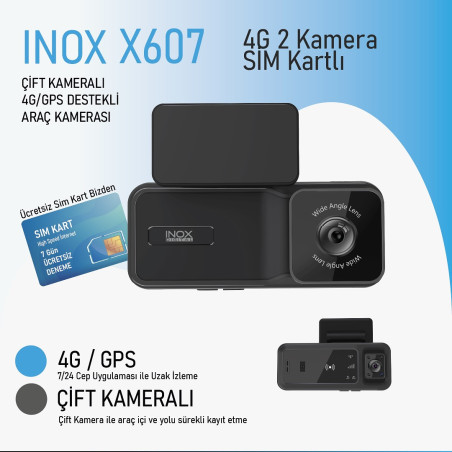 INOX-X607 4G GPS DESTEKLİ ÇİFT YÖNLÜ ARAÇ İÇİ KAMERA