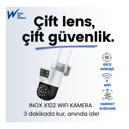 Inox-X102 3+3MP Dual Lens WiFi Kamera Hieasy | Çift Lens Akıllı Güvenlik