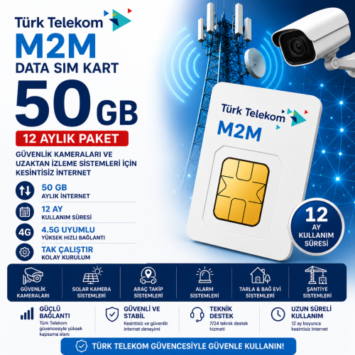 Türk Telekom 50GB Aylık Data Hattı – 12 Ay Geçerli 4G LTE SIM Kart