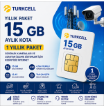 Turkcell 15 GB Aylık Kotalı M2M Data SIM Kart – 12 Aylık Paket