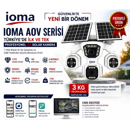 IOMA SG407 4 Kameralı 4G eSIM Solar Güvenlik Kamerası (1 Yıllık İnternet Dahil)